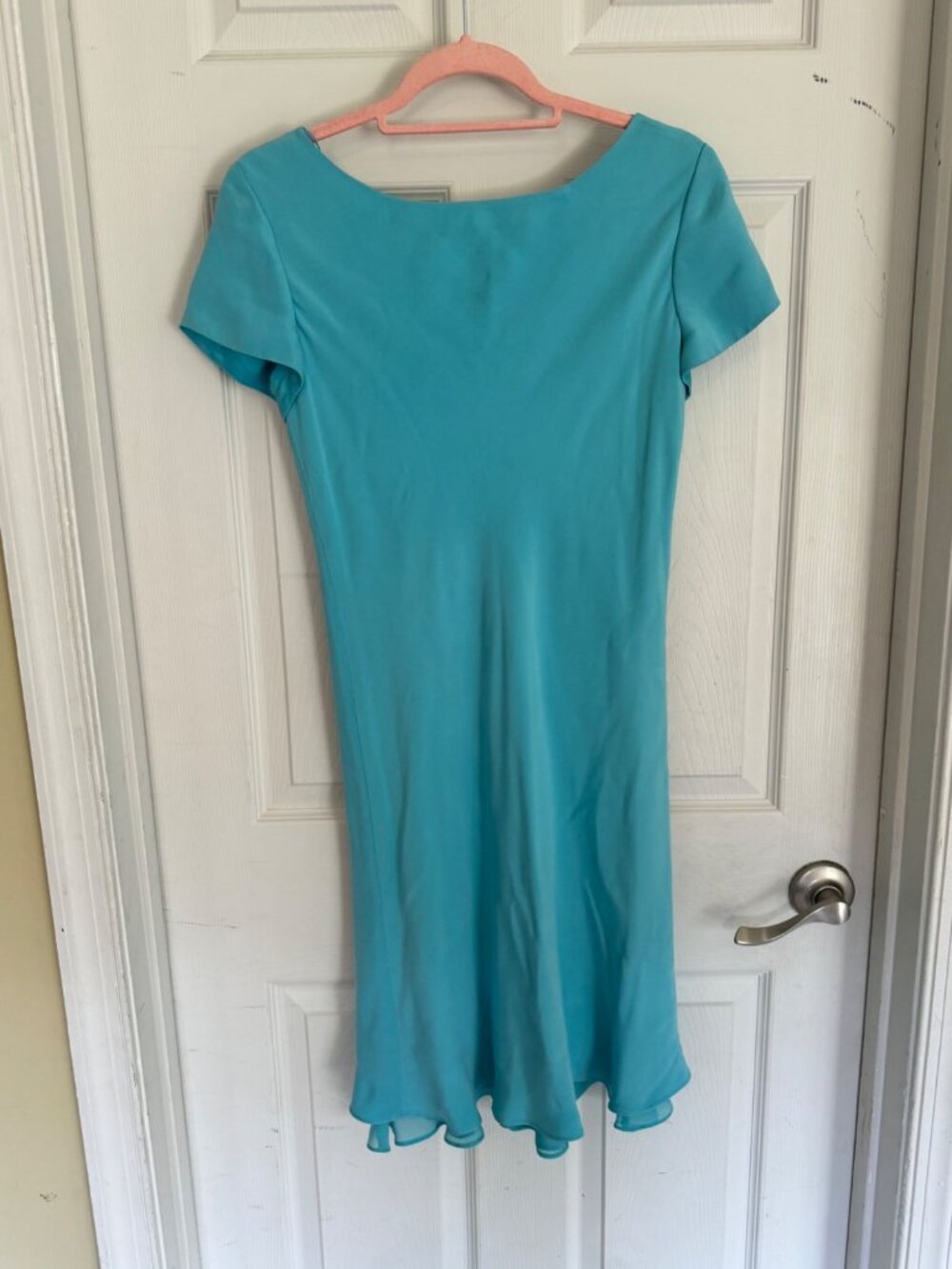 Vintage Jones New York Aqua Dress Slip Silk Vneck Satin Lightweight Short 10 - Picture 2 of 9